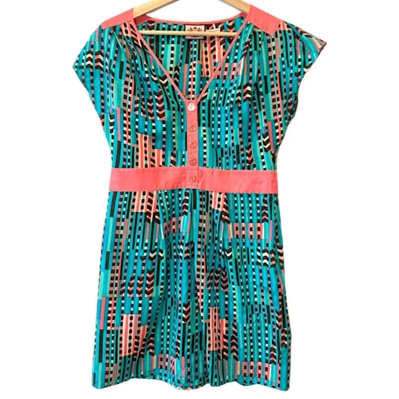 Juicy Couture | Dresses | Juicy Couture Vneck Mini Dress Size 2  Pinktealblackgrey Silkcotton Blend | Poshmark